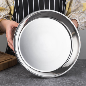 Assiette plate en acier inoxydable 304 poli de qualité alimentaire SFB74, idéale pour lasagnes, gâteaux, riz, usage domestique – Offre spéciale - Product Image 1