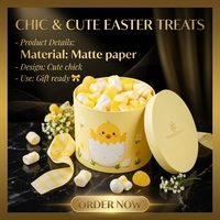 Boîte cadeau cylindrique en papier jaune pour Pâques, emballage rond pour bonbons, biscuits et friandises saisonnières
