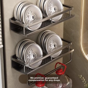 Estante de Almacenamiento de <span class=keywords><strong>Baño</strong></span> de Aluminio Gris Metálico de 2 Niveles, Resistente al Polvo y a la Humedad, <span class=keywords><strong>Sin</strong></span> Necesidad de Lavado, <span class=keywords><strong>Sin</strong></span> Perforaciones, Montado en la Pared, para Balcón - Product Image 3