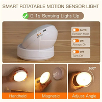 Lampe de nuit avec détecteur de mouvement, lumière de nuit rechargeable sans fil LED, rotation à 360°, magnétique, pour cuisine, chambre, table de chevet