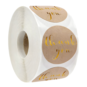 Étiquettes adhésives imperméables en papier kraft, autocollants de remerciement, étiquettes de scellage pour cadeaux, rondes de 1 pouce, 500 pièces, fabricant - Product Image 2