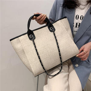 Grande borsa Tote in tela di lusso per donna con copertina aperta con doppio manico per spiaggia estiva <span class=keywords><strong>o</strong></span> modello portatile - Product Image 3
