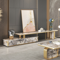 Réfrigérateur table basse en marbre réfrigérateur ensemble de meubles de réception modernes centre de salon chevauchement haut et bas