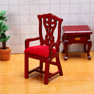 Silla Retro de madera a escala 1:12, modelo de escena de vida en miniatura, accesorios para casa de muñecas, regalos de estilo de juguete DIY - Product Image 4