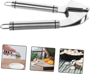 Professional Grade Stainless Steel Silver Garlic Press Manual Mincer Crusher Peeler Set Premium <b>Fruit</b> <b>Vegetable</b> <b>Tools</b> - Product Image 3