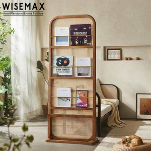Écran de séparation en rotin et bois massif de style japonais moderne WISEMAX FURNITURE, étagère artistique, séparation d'entrée pour hôtel, bureau, villa - Product Image 1