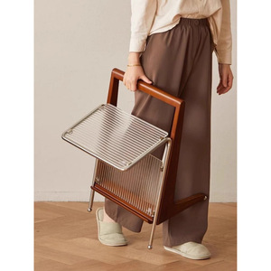 Nordic Style Solid Wood <b>Coffee</b> <b>Table</b> Glass Top Stainless Steel Frame Minimalist Living Room Side <b>Table</b> Multifunctional Design - Product Image 4