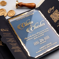 Enveloppe rectangulaire personnalisable noire à double porte en carton rigide, pour usage transfrontalier, invitation de mariage de style occidental, dorure à chaud