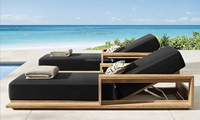 BAHIA Chaise longue en teck moderne et élégante pour l'extérieur, confortable, durable, résistante aux UV, pliable, mobilier de jardin