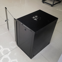 Armoire réseau murale en acier 12U 19 pouces, porte en verre trempé noir, profondeur 400 mm, taille personnalisée disponible en stock