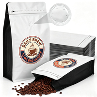 Sachet d'emballage Mylar refermable de qualité alimentaire avec valve, pochette Ziplock autoportante pour café, sachet à fond plat