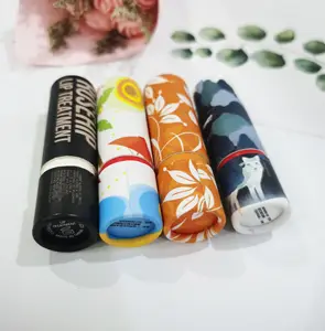 Custom printed small lip stick round tube packaging cardboard Lip balm packaging tube Suppliers
