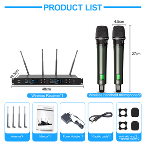 Micrófono Inalámbrico UHF Profesional DR80 de 2 Canales para Actuaciones en Escenario y Karaoke, Gran Venta - Product Image 4