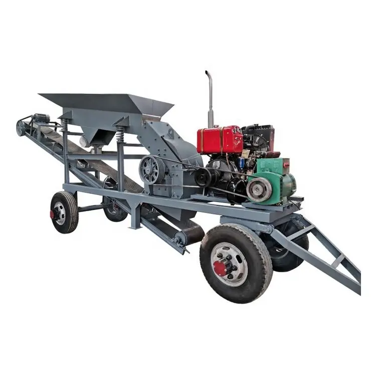 Portable crusher plant for building demolition waste processing brick concrete breaking