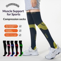 Chaussettes de course de marathon en nylon tricoté anti-friction, anti-transpiration, à compression au-dessus du genou, ODM