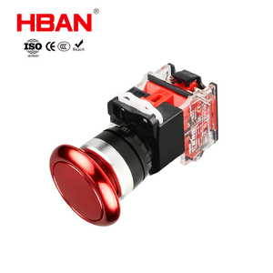 HBAN LA-38 Metal Düz Başlı Acil Durdurma Buton Anahtarı 22mm 1NONC/2NONC Anlık/Kilitli 10A 600V IP65 Buton Anahtarı - Product Image 1