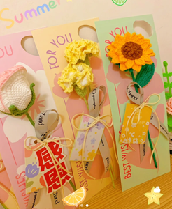 Ramo de Flores Artificiales de Crochet, Flor Rosa con Tarjeta, con Tarjeta para Llevar, para el Día de la Madre - Product Image 5