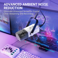Microphone USB/XLR FIFINE AM8W dynamique pour podcast, enregistrement, jeux PC, streaming, avec lumière RVB, contrôle multifonction, microphones de jeu