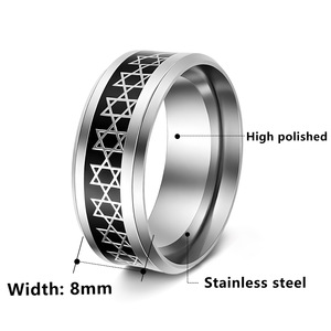 Anillos de acero inoxidable de titanio de 8MM para hombre, anillo de pentagrama de hexagrama hueco, anillo de acero de titanio, estrella de cinco puntas, joyería de moda - Product Image 6