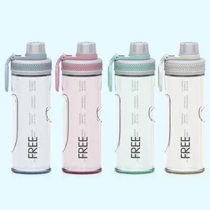 Модный дизайн, индивидуальный логотип, 650 мл, Тритан, светло-голубая дешевая пластиковая Спортивная бутылка для воды с ручкой