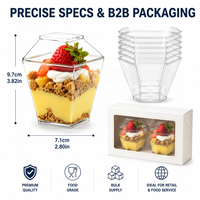 Gobelets jetables de 60 ml sans BPA, transparents, mini-tasses à pudding, yaourt, avec couvercle, pour fêtes, glaces, gelées, mousses, desserts