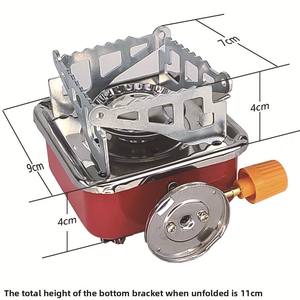 Réchaud à gaz butane miniature carré d'extérieur, portable, pliable, avec déflecteur de vent et dispositif d'allumage, équipement de cuisine pour le camping - Product Image 4