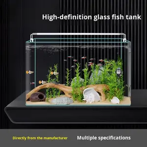 Acquario Rettangolare in Vetro Curvato a Caldo <span class=keywords><strong>per</strong></span> Paesaggio Domestico, Piccola Vasca <span class=keywords><strong>per</strong></span> <span class=keywords><strong>Tartarughe</strong></span>, Piante Acquatiche e Pesci Rossi - Product Image 2