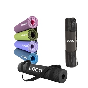 Tapis de yoga TPE noir <span class=keywords><strong>5</strong></span> <span class=keywords><strong>mm</strong></span> antidérapant, personnalisé, écologique, durable et recyclable, avec sangle de transport pour le fitness, l'exercice et le sport - Product Image 1