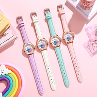 Montre à bracelet sertie de diamants en or rose pour étudiantes, montre mignonne de dessin animé pour jeunes filles du collège