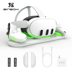 BINBOK Mejor calidad 45W Quest 3 VR Controlador de auriculares Estación de acoplamiento Base de carga rápida para Oculus/ Meta Quest 3 VR