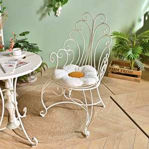 INNOVA HOME Eco Friendly Handmade White <b>Metal</b> High Back Dining <b>Chair</b> European Rustic Style Modern Home Furniture for Apartment - Product Image 3