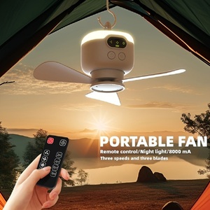 พัดลมเพดานแบบพกพาขนาด8000มิลลิแอมป์ต่อชั่วโมงพัดลมระบายความร้อนในเต็นท์พักแรมกลางแจ้งพัดลมไฟฟ้าแบบชาร์จไฟ LED ได้ - Product Image 1