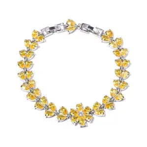 Temperament Set AAA Zirconia Bracelet Flower Shape Hand Jewellery Girls Fresh Coloured Wholesale Jewelry