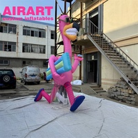 Mascotte géante d'animal gonflable de dessin animé flamant rose gonflable