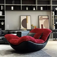Fauteuil à bascule moderne, fauteuil inclinable individuel rembourré en tissu moelleux avec base en bois pour salon, chambre à coucher, coin lecture