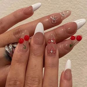 <span class=keywords><strong>Faux</strong></span> ongles complets simples en forme de stiletto français pour les doigts, <span class=keywords><strong>Saint</strong></span>-<span class=keywords><strong>Valentin</strong></span>, amande - Product Image 2
