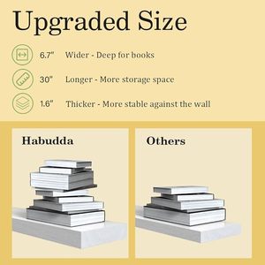 Kệ nổi cho tường, kệ gỗ tự nhiên, dài <span class=keywords><strong>30</strong></span> inch, trang trí mộc mạc bằng gỗ màu trắng cho phòng tắm nhà bếp phòng ngủ. - Product Image 4