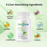 Ekstrak Milk Thistle 300mg Label Pribadi OEM untuk Dewasa, Kapsul Ekstrak Pueraria Silymarin 80% Antioksidan Bebas Gluten untuk Mendukung Kesehatan Hati