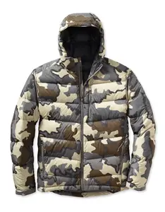 Winter Duck Down Keep Warm Adjustable Hood Clothing Ultralight Camo Bubble Puffer Jacket For Men