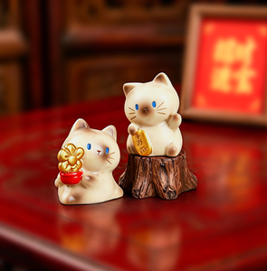 Statuette in Resina 3D di Gatti Portafortuna Cinesi Feng Shui, Miniature di Animali Carini da Collezione per Decorazione Casa e Casa delle Bambole - Product Image 3