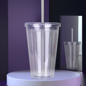 Bicchiere in Plastica Senza BPA da 500ml, Tazza Riutilizzabile a Doppia Parete <span class=keywords><strong>per</strong></span> Bubble Tea con Cannuccia, <span class=keywords><strong>per</strong></span> Bambini e Studenti - Product Image 3