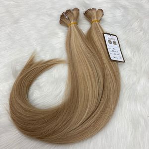 Extensions de cheveux humains de luxe en gros, trame plate, 100% vierges blondes Remy, sans couture, double épaisseur - Product Image 2