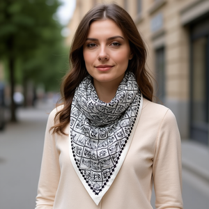 Sciarpa triangolare multifunzionale 135x60 cm con motivo, accessorio moda per donna - Product Image 2