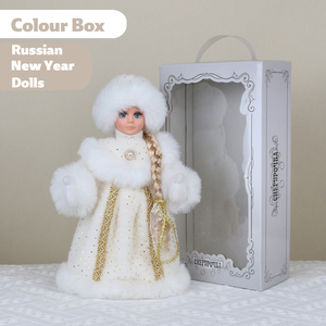 Figuras Decorativas de Snegurochka de 30 cm, Color Blanco Dorado Brillante, Regalos de Año Nuevo Ruso - Product Image 3