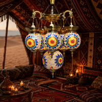 Lampe suspendue en mosaïque turque artisanale Marrakech 6 Globes, lustre marocain pour la décoration de la maison