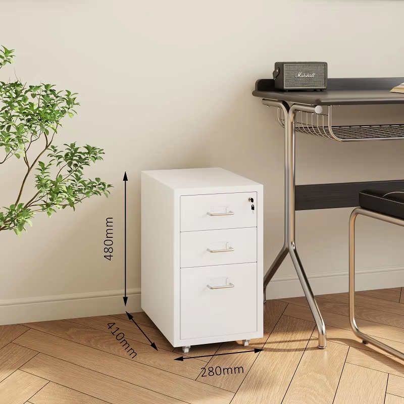 Modern Steel 2-Drawer Filing Cabinet – Compact Colored Storage Chest for Home Office, Bedroom & Living Room Organization - View 3