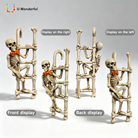 Statue de squelette en résine pour Halloween, support de pot, figurine de squelette, décoration de pot de fleurs effrayante pour jardin, patio, sculpture murale 3D, art décoratif