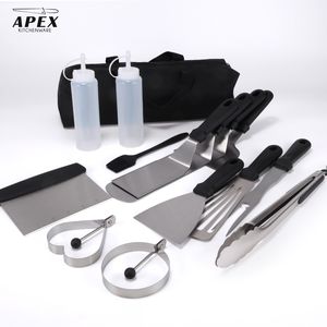 Juego de 13 Accesorios para Parrilla de Acero Inoxidable Apex con Espátula de Metal, Molde para Huevos y Botellas de Spray, Herramientas para Plancha con Certificación CE - Product Image 1