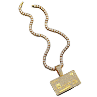 RENQING Factory Iced Out Chaîne de tennis 5mm avec pendentif carte bancaire en alliage et strass Hip Hop