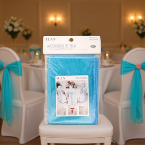 Fascia per Sedia ILAN Blu Pavone 23x27cm Accessorio in Tessuto per Decorazioni Matrimoniali - Product Image 2